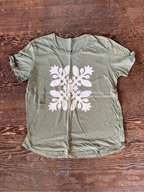 Olive Green Floral Graphic Tee